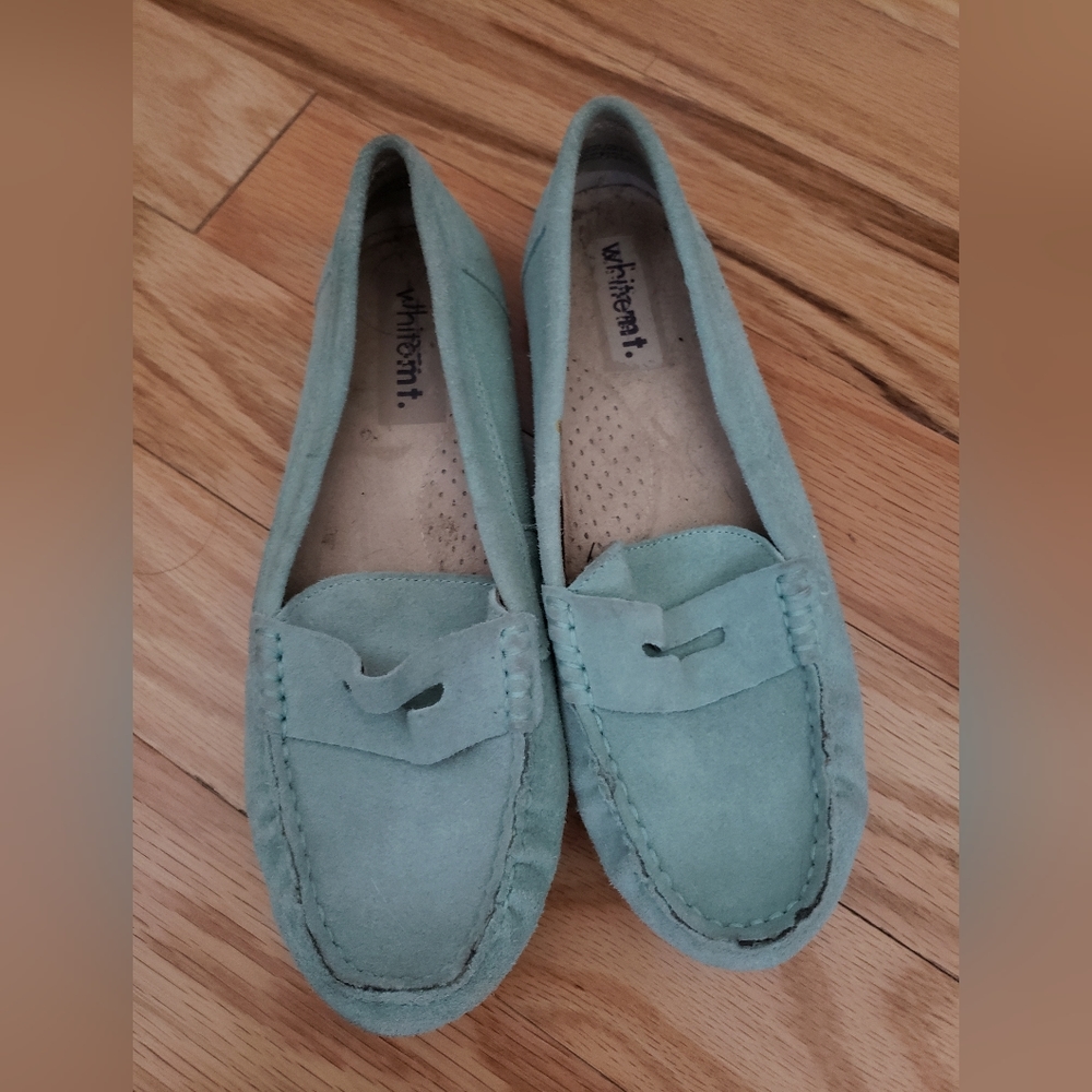 White Mountain Mint green suede moccasins sz 7.5